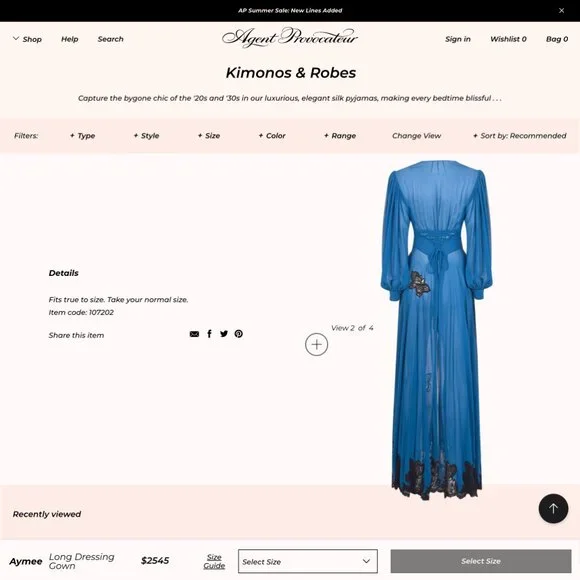 $2545 NWT Current Collection Agent Provocateur Aymee Silk Lace Kimono Robe Dress - Picture 3 of 14